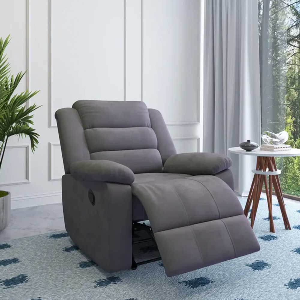 Nilkamal Sierra 1 Seater Manual Recliner Sofa | Velvet Upholstery | Comfortable Home Recliner Chair