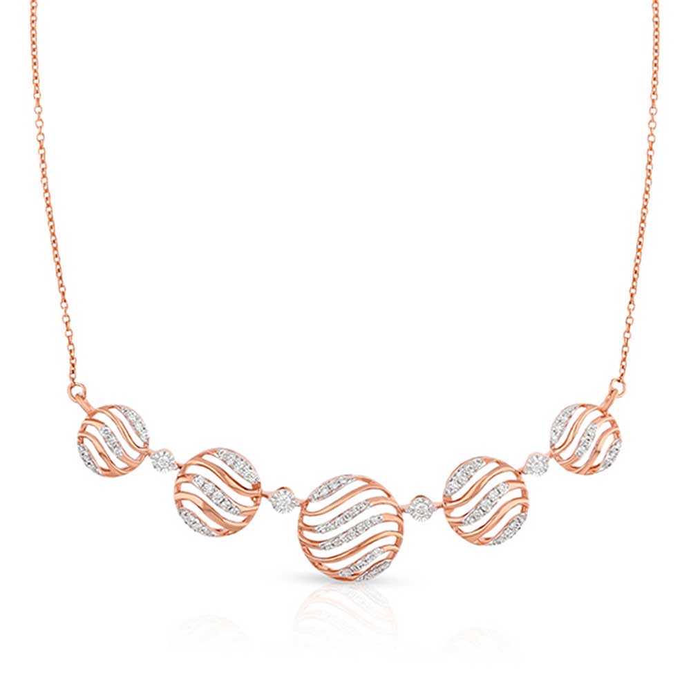 Malabar Gold & Diamonds Mine Diamond Necklace | 18K Rose Gold | IGI Certified Diamonds | Party Wear Necklace