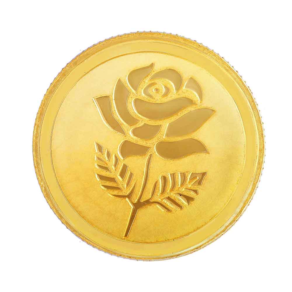 Malabar Gold & Diamonds 24K 999 Gold Coin 1g Rose Design | Pure Gold | BIS Certified | Festive Gift