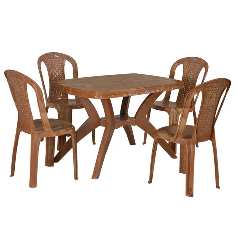 Nilkamal Shahenshah Kross 4 Seater Dining Set | Lightweight Durable Plastic | Indoor Outdoor Dining