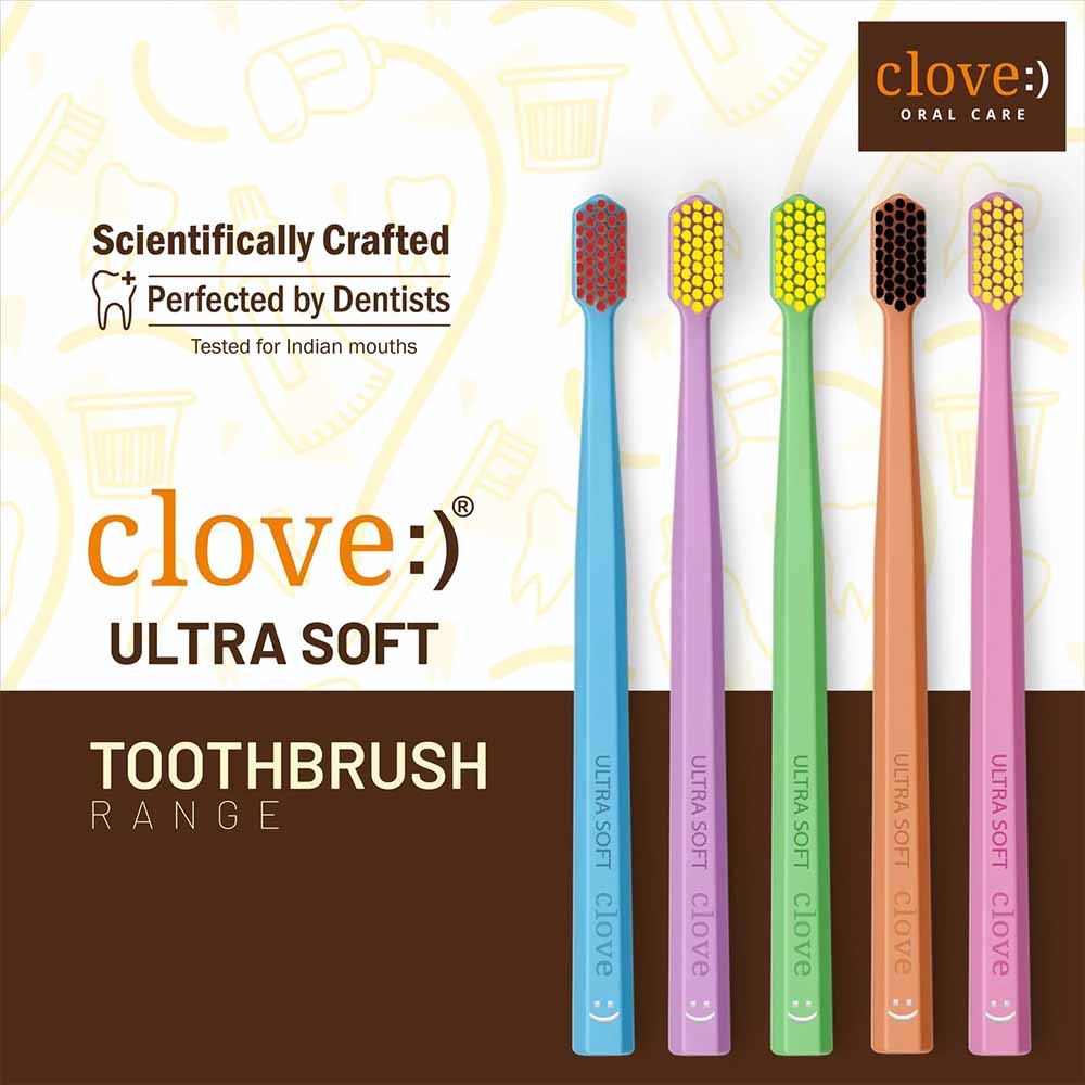 Clove Oral Care Ultra Soft Toothbrush | 7x Dense Bristles | Diamond Precision Head | Gentle Clean for Sensitive Teeth