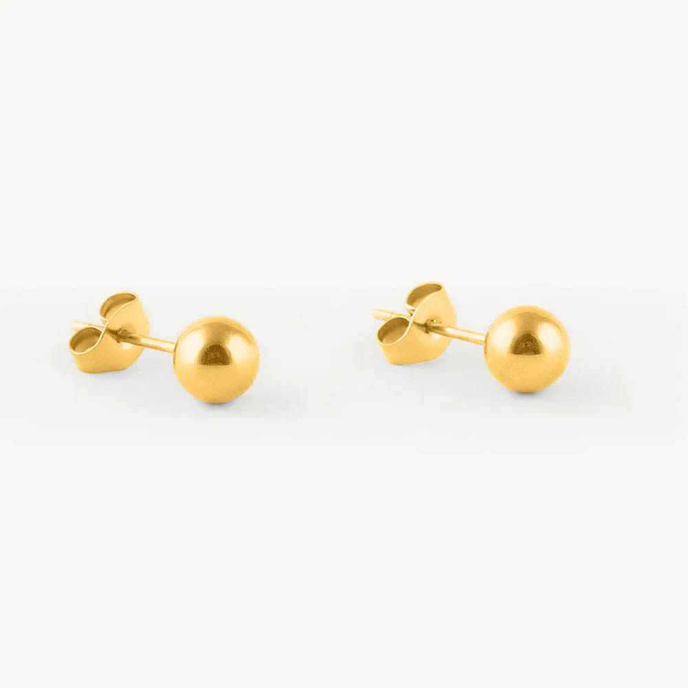 Palmonas 18K Gold Plated Ball Stud Earrings for Women | Stainless Steel | Waterproof & Anti-Tarnish | Minimal Lightweight Everyday Jewellery