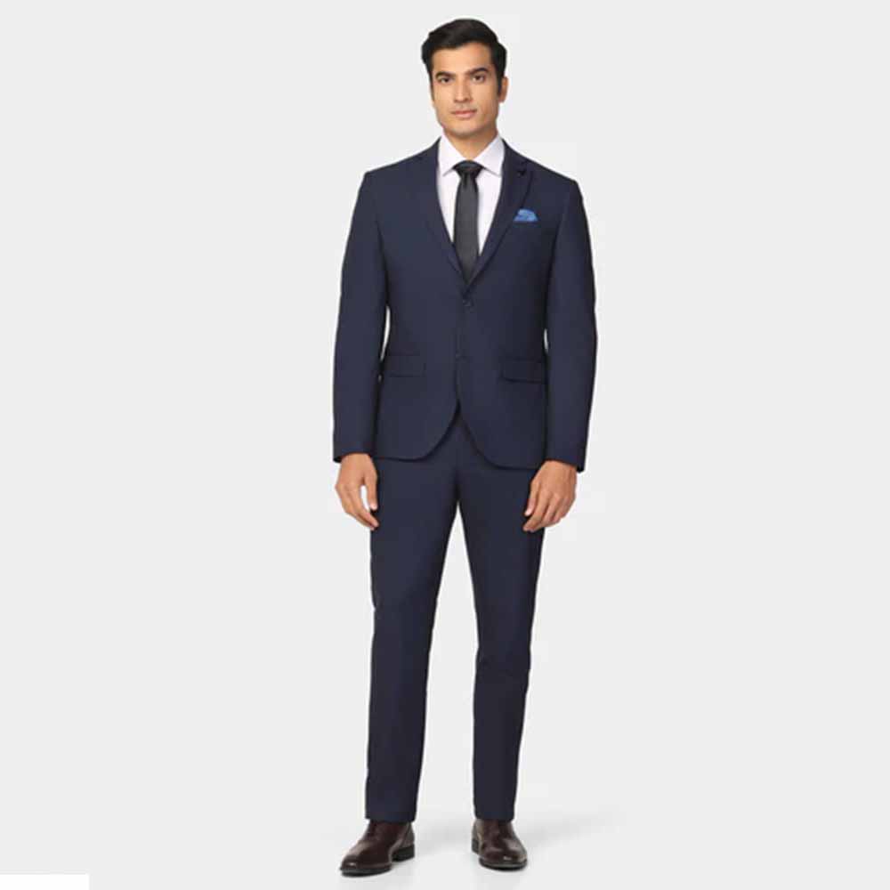 Blackberrys Two Piece Navy Textured Formal Suit Dave | Slim Comfort Fit | Premium Woven Fabric | Classic Formal Suit