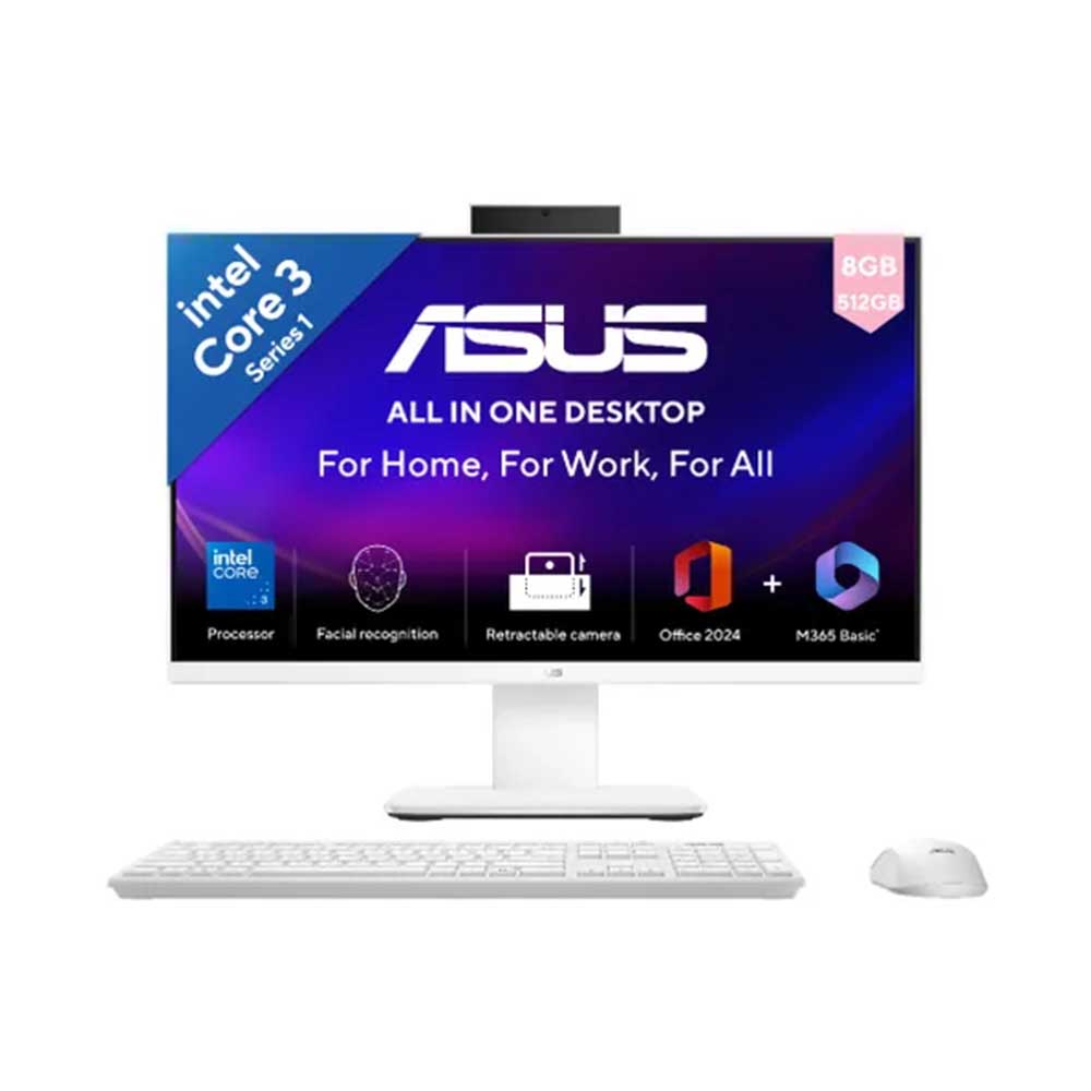 ASUS AIO V470 All in One PC | 27 Inch FHD Display | Intel Core 3 | 8GB RAM 512GB SSD