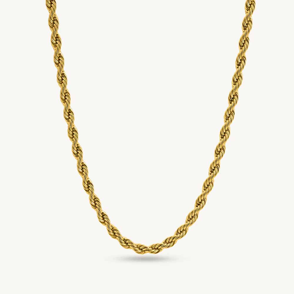 Palmonas Rope Chain for Men | 18K Gold Plated Stainless Steel | Twisted Rope Design | Lobster Claw Closure | Bold Classic Chain