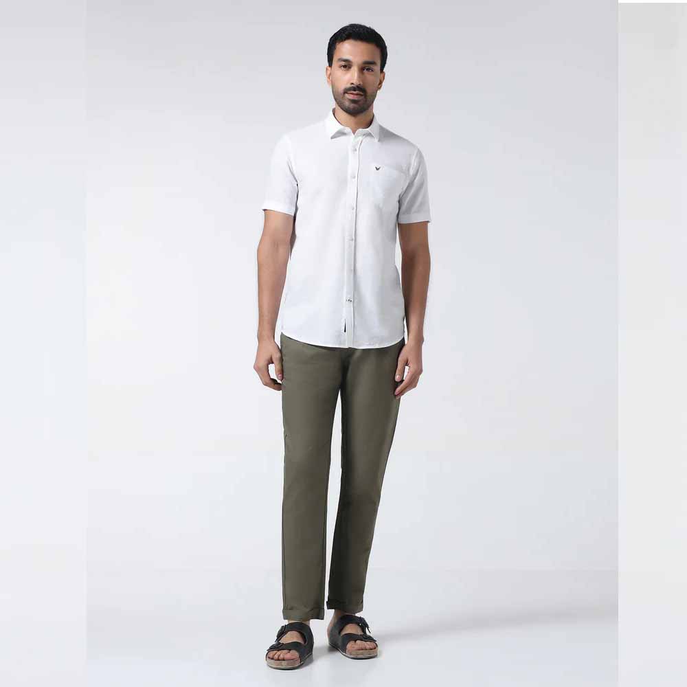 Blackberrys White Half Sleeve Linen Shirt Cleo | Linen Cotton Blend | India Fit Slim Comfort | Casual Summer Shirt